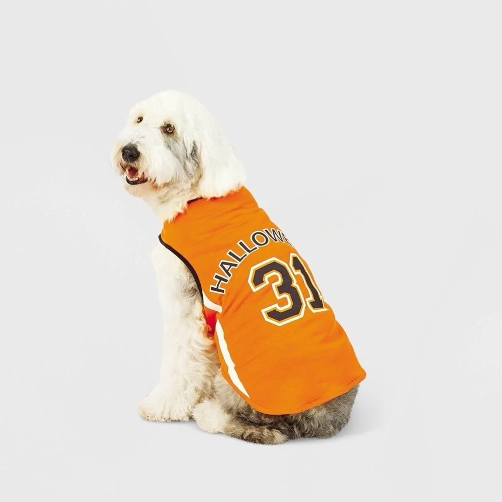 Halloween Dog and Cat Orange Basketball Jersey - Hyde and EEK! size S, M
